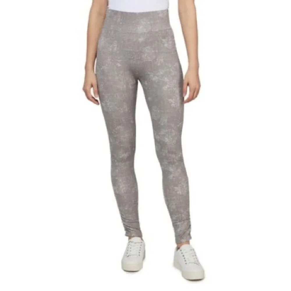 Mexx Women's Leggings Washed Tie Dye Ruched Grey High Rise Waist Size XS
